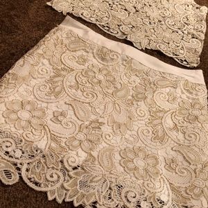 Metallic lace two piece